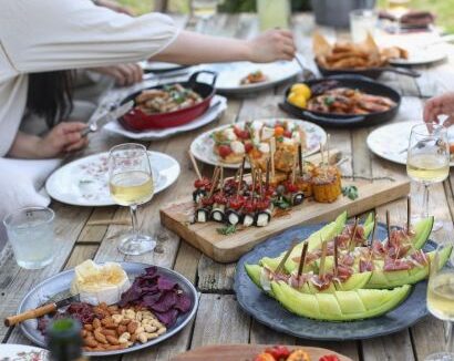 Picnic Table with Food for a Party