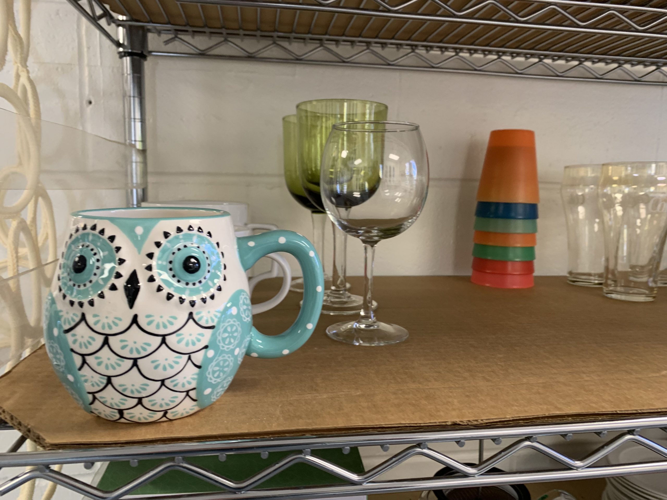 Example of housewares available in Swap Shop including glasses and mugs