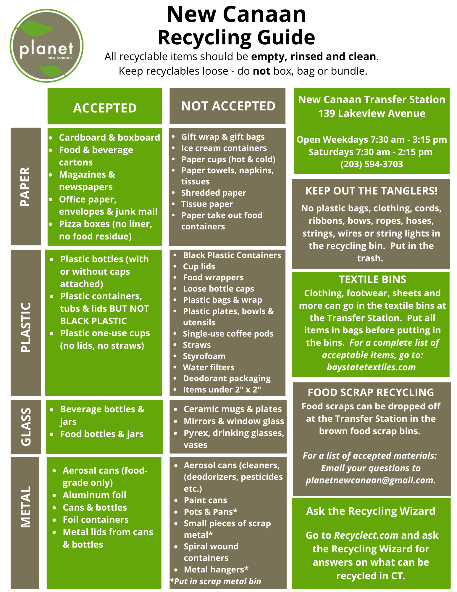 Recycling Guide_12_22 Guide to recycling in New Canaan's Transfer Station